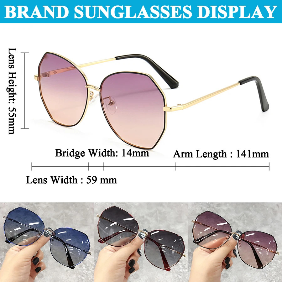 Sunglasses Women Men New Luxury Brand Design Retro Oval Alloy Travel Drive Frame image 5