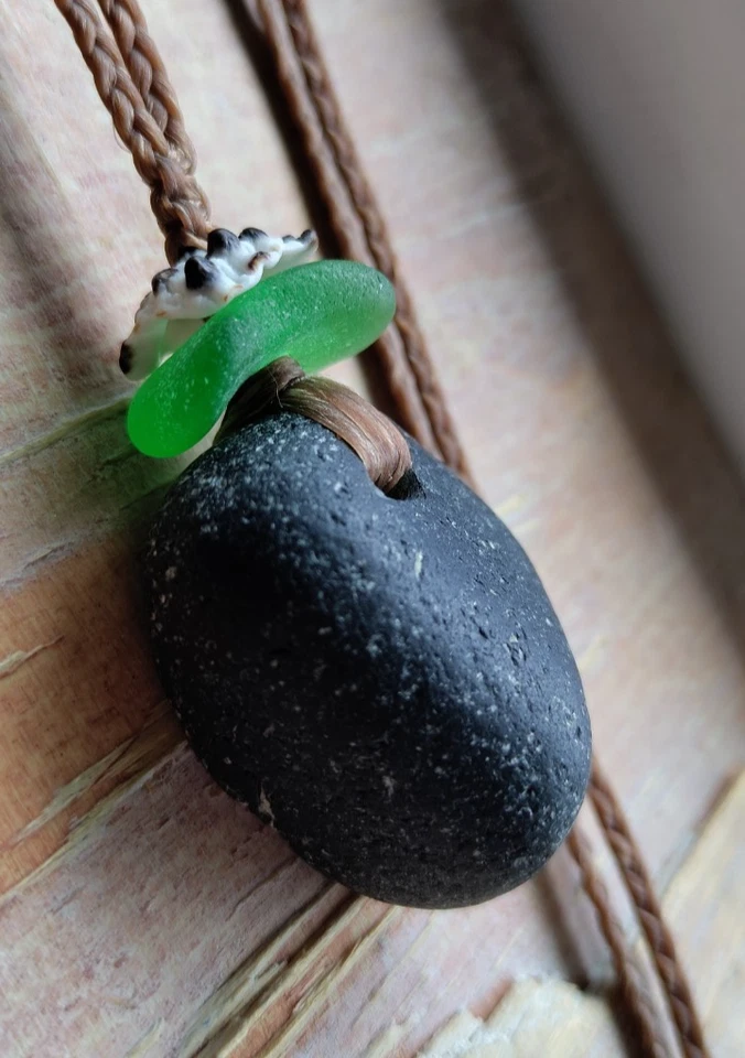 Collar de vidrio raro tesoro pirata mar negro regalo hombres mujeres trenza artesanal AUDAZ Foto 2 de 4