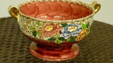 Maling Peony rose small twin handled pedestal bowl, Free Delivery