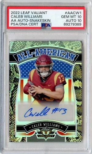 2022 Valiant Caleb Williams SNAKESKIN Rookie Auto #'D 1/3 #AACW1 PSA 10/10 POP 1