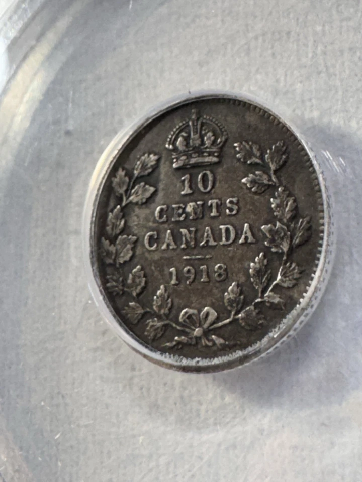 1918 Canada 10 Cents Silver Coin Graded XF 45 by ANACS - Image 4 of 4