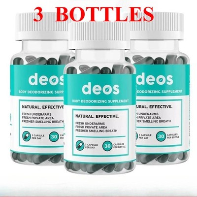 3 Bottles DEOS Internal Deodorant Supplement   Full Body Deodorizer 30 Capsules