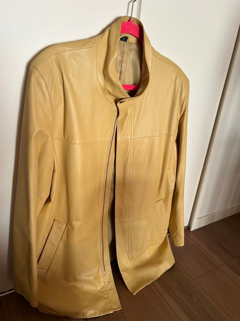Partina Beige Leather Jacket Men's L Single Rider