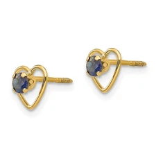 14k Madi K 3mm Round Lab Created Sapphire Birthstone Heart Screwback Post Earrin