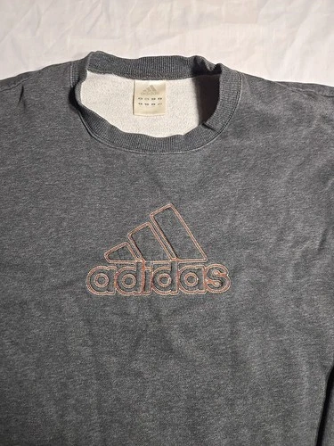 Vintage 90s Adidas Pullover Crewneck Sweatshirt Gray/orange Embroidered Large image 2