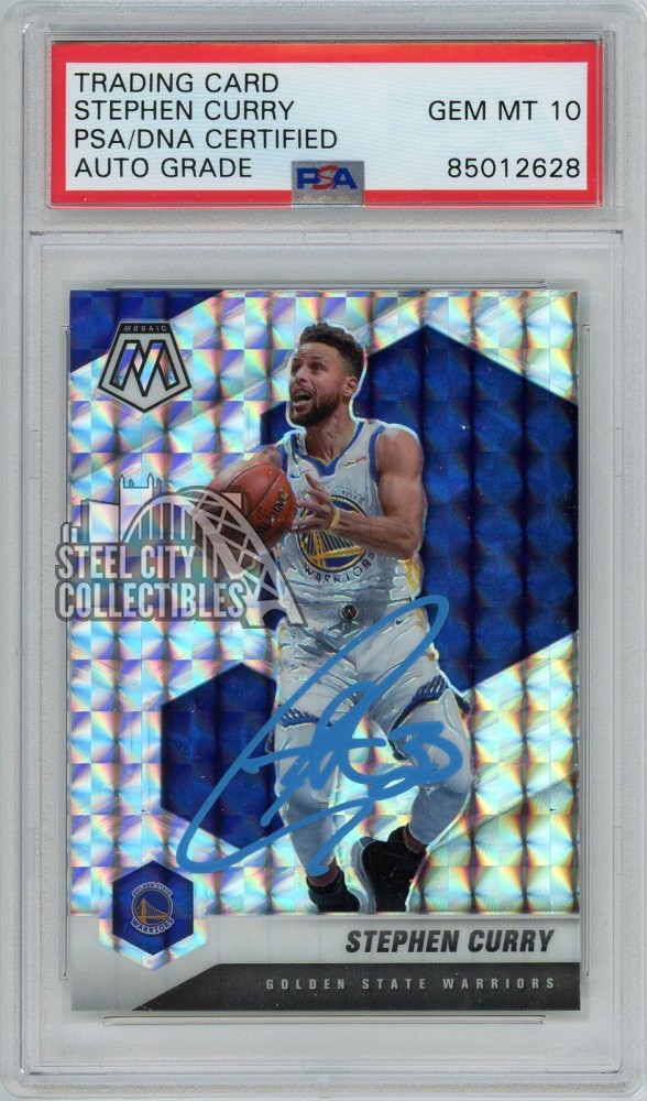 Stephen Curry 2020-21 Mosaic Mosaic Silver Autograph Card #175 PSA/DNA 10 (Blue)