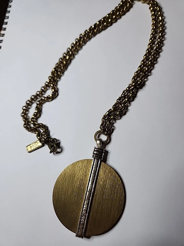 Colar pingente ficha cristal tom bronze e prata coleção SILPADA KR - Imagem 2 de 3