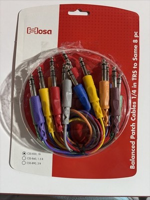 Hosa CSS-830, 1ft Balanced Patch Cables 1/4  TRS To Same, 8pc UPC: 728736005105