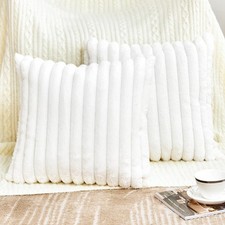 Throw Pillow Covers Decorative Faux Fur Set of 2 20x20 Inch Pillow Covers, So...
