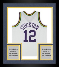 Framed John Stockton Utah Jazz Signed Mitchell and Ness 1991-92 Swingman Jersey