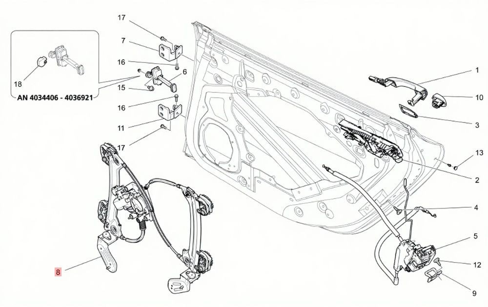 13-19 MASERATI QUATTROPORTE GTS GHIBLI REAR LEFT WINDOW REGULATOR MOTOR OEM