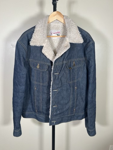 Lee Storm Rider Vintage Sherpa Lined Blue Denim Jean Jacket Coat Sz 48 Long XXL - Foto 2 di 13