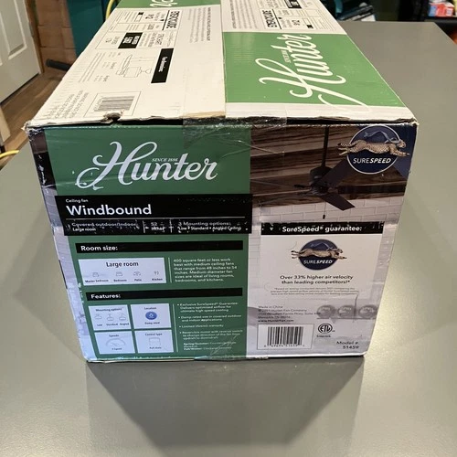 Hunter Fans - Windbound - Unopened 52 Inch 5 Blade Ceiling Fan and Pull Chain In - Picture 6 of 6