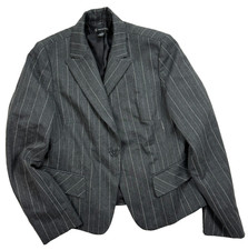 INC International Concepts Crop Jacket 12 Gray Pinstripe Modern Classic Blazer