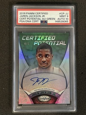 2018-19 Panini Certified Potential Jaren Jackson Jr. #CP-JJ Auto Green #/5 PSA 9