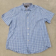 Tommy Hilfiger Shirt Mens XL Blue Classic Fit Check Button Up