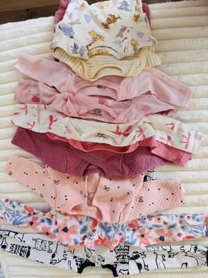 Gerber Disney Hello Kitty Baby Girl Clothing Lot 0-6M Floral Cartoon Pink Yellow