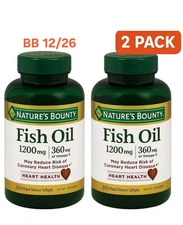 2 Pack Nature's Bounty Fish Oil 400 Rapid Release Softgels 1200mg 360mg Omega-3