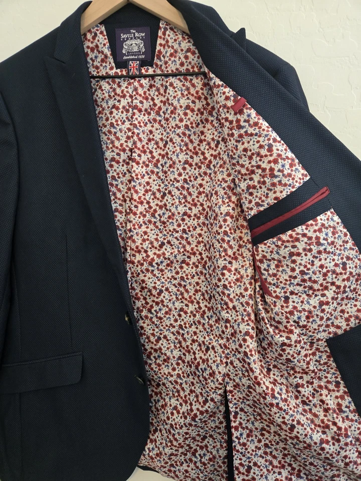 Chaqueta Blazer Abrigo Deportivo The Savile Row Company London Para Hombres Azul Marino 40R Foto 3 de 4