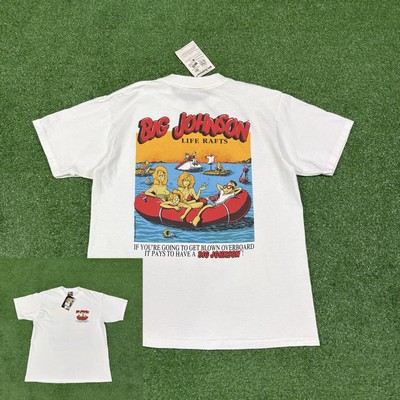 Vintage 1993 Big Johnson Life Rafts Funny Humor Joke T-Shirt Men's Large 90s USA