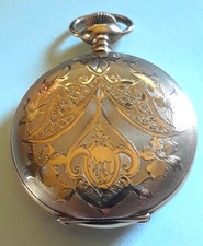 1904 ELGIN 14K gf Hunter Case Pocketwatch  Mass Engraved  Lady's Art Nouveau  Runs