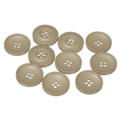 10pcs Sewing Buttons 30mm Resin Round Flat 4-Hole DIY Craft Buttons, Light Tan