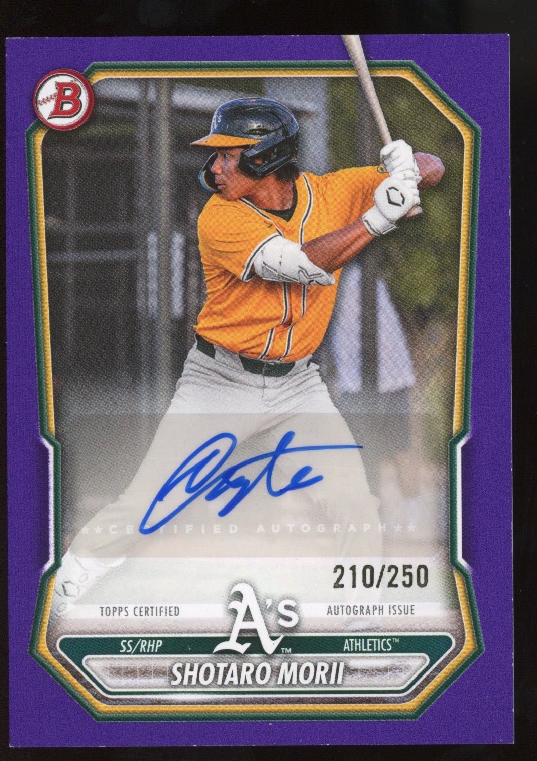 2026 Bowman Shotaro Morii #BPA-SM Purple /250 Autograph Prospect Auto