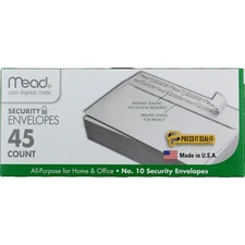 6 Pack Mead Press-It Seal-It Security Envelopes, 4.125in X 9.5in, #10, 45 Ct