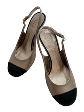 CHANEL Round Pumps Black Gold Heel Women's Size EU35.5/US5