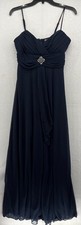 Pompous Studio Dark Blue Sleeveless Back Zip Chiffon Evening Dress Size 6