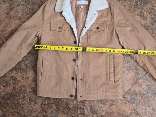 Calvin Klein Jacket Mens Small Corduroy Sherpa Trucker Western Insulated Tan image 2