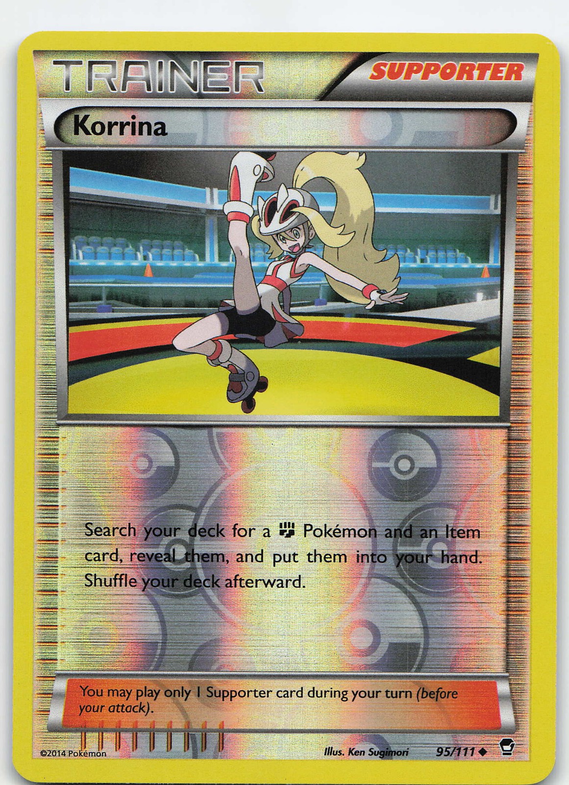 Korrina 95/111 Uncommon Reverse Holo XY - Furious Fists NM/LP Pokémon