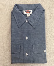 Dickies Long Sleeve Blue Chambray Shirt 16-16 1/2  Vintage 1990s New Old Stock