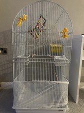 Large Bird Cage with Stand and Accessories for Small Birds Easy Assembly White