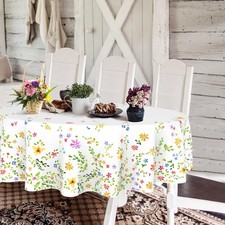 Yighty Floral Oval Tablecloth 60x84In Country Farmhouse Polyester Waterproof