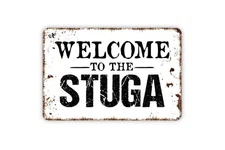 Stuga Sign Metal/Vinyl Sticker Rustic Scandinavian Decor