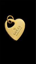GUCCI Stamped Zipper Pull Button Charm Dark Gold Heart 15mm