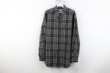 Vtg Carhartt Mens Medium Relaxed Fit Flannel Collared Button Down Shirt Plaid