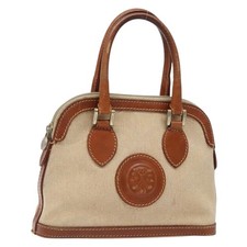 FENDI Hand Bag Canvas Beige Gold Auth bs28291