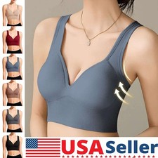 Womens Seamless Bra Padded Push Up Support Tank Wire-Free Sport Yoga Workout Bra