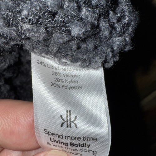 Krimson Klover Cascade Fuzzy Sweater Size M Black Gray Wool Blend Cowl neck - Picture 4 of 6