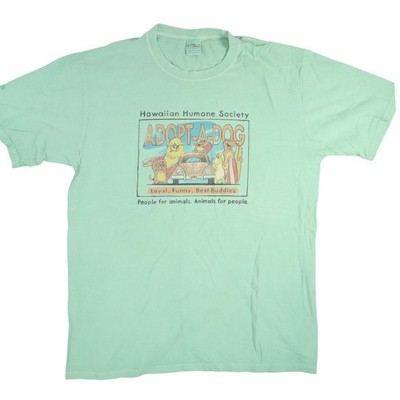 Crazy Shirts Hawaiian Humane Society T Shirt Mens L Green Key Lime Dyed Graphic