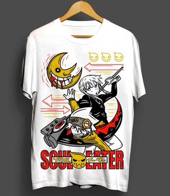 Soul Eater T-Shirt Death The Kid Japanese Anime Manga Black Star Shirt White