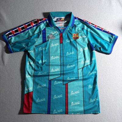 Vintage 1995 96 FC Barcelona Kappa Away Jersey Shirt Turquoise Italy XL Rare