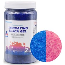 2 LBS Blue to Pink Indicating Silica Gel Beads, Reusable Silica Gel Desiccant...
