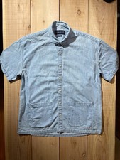 Abercrombie Fitch Oversized Mens Blue Chambray Size M Button Down Work Shirt