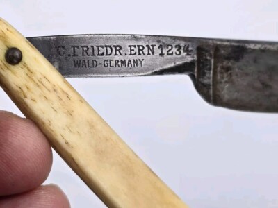 Vintage C FRIEDR.ERN 1234 Straight Razor Wald Germany Black Diamond Error stamp
