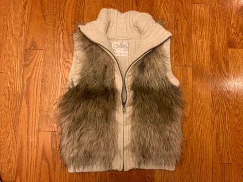 Justice Girls Off White Faux Fur Sweater Vest, Size 7 - Picture 3 of 5