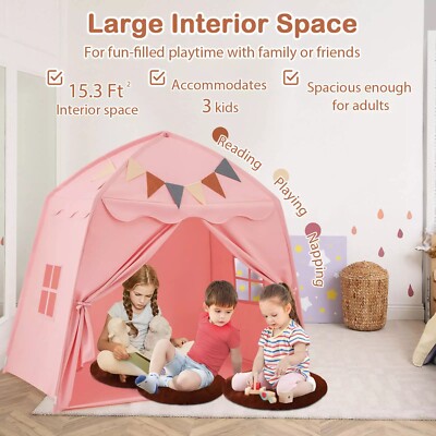 Kids Play Tent w/Flags and Globe String Lights for 3-12 Years Old Indoor Outdoor