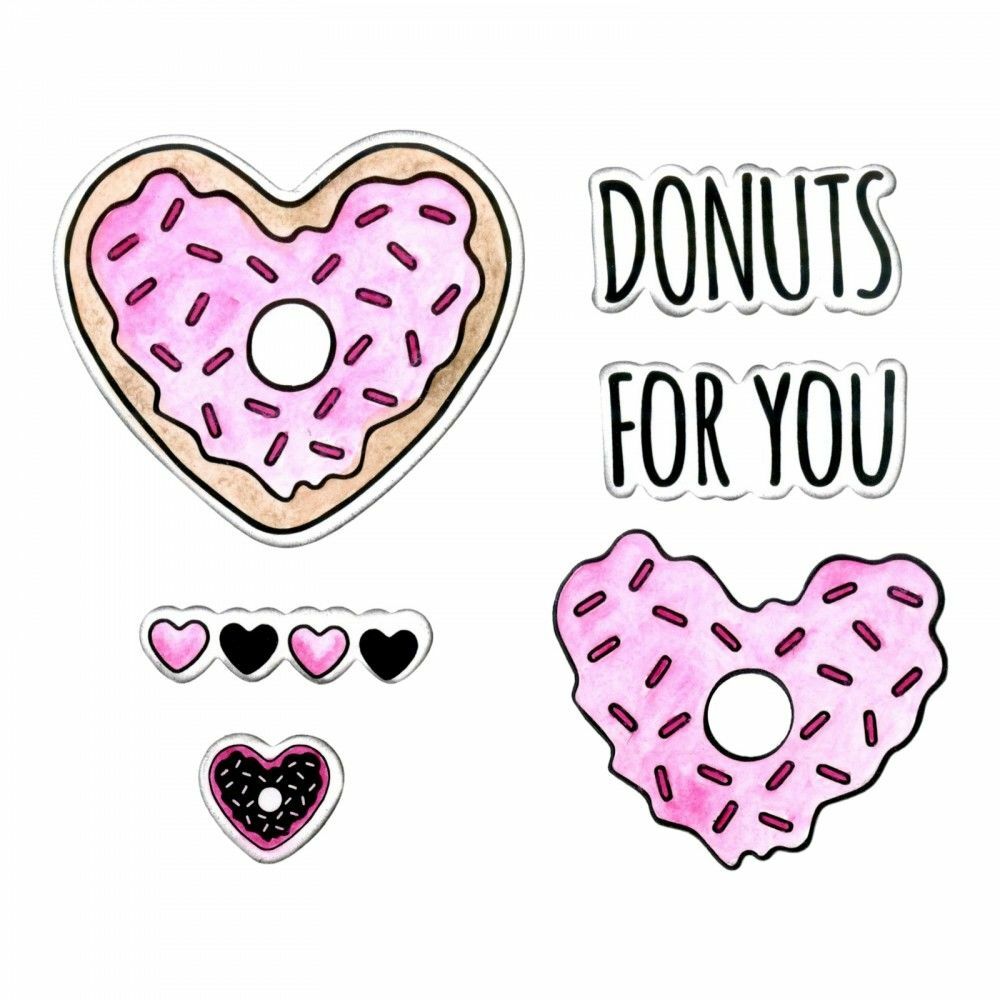 Sizzix Framelits Dies with Matching Stamp Set - Donuts